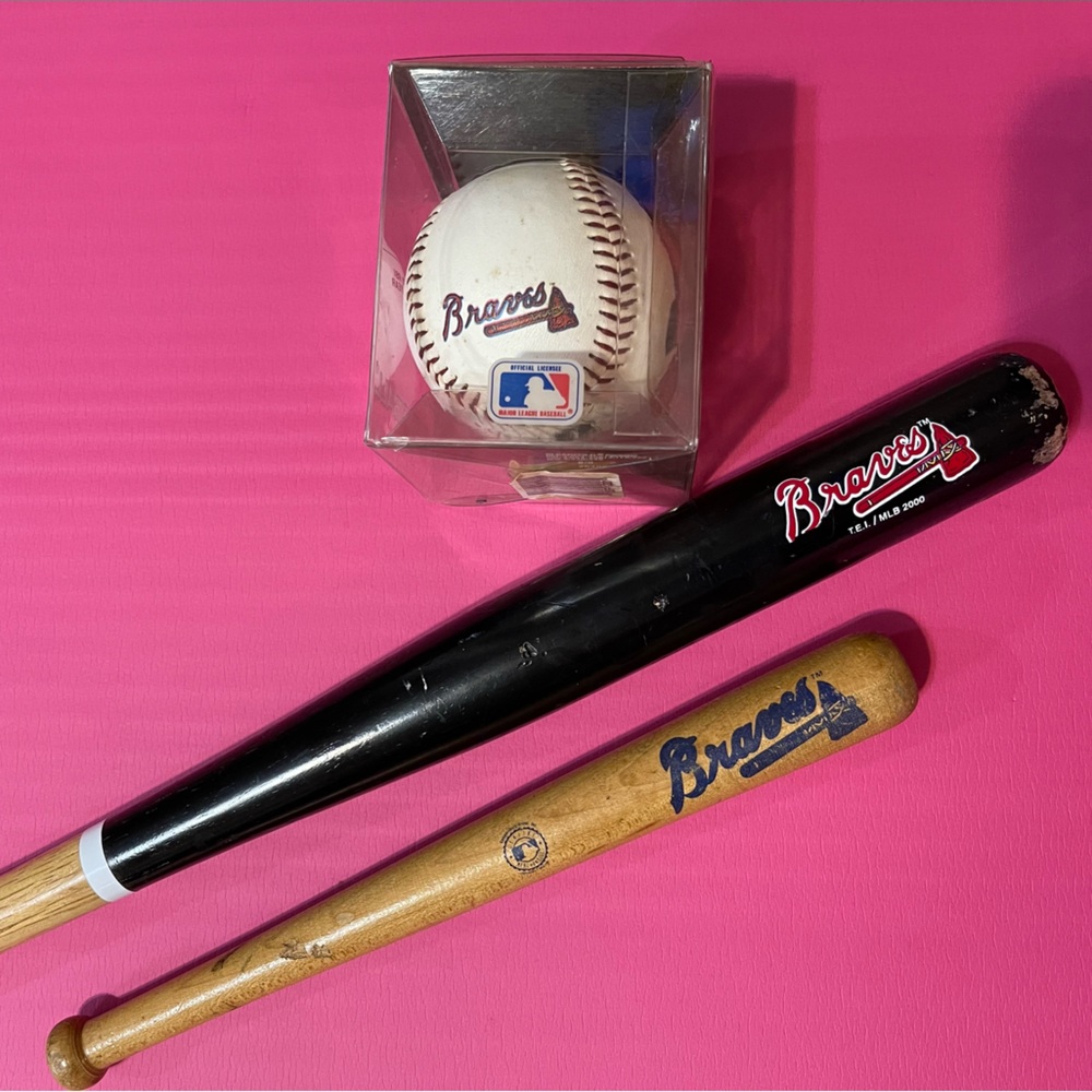 Baseball ball and 2 tiny bats .! great for any collecter